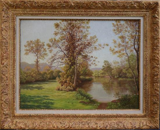 § René Charles Edmond His (French, 1877-1960) Path to the river 18.5 x 24in.